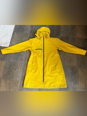 BLÆST BLAEST Rainwear Yellow Hooded Long Raincoat Size L